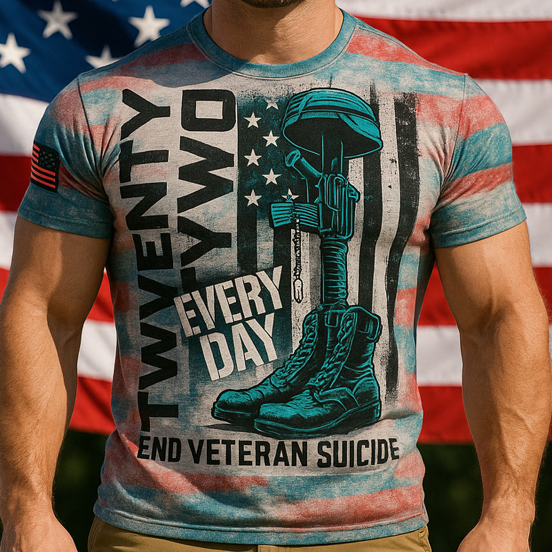 22 Veterans Casual Prints T-Shirt