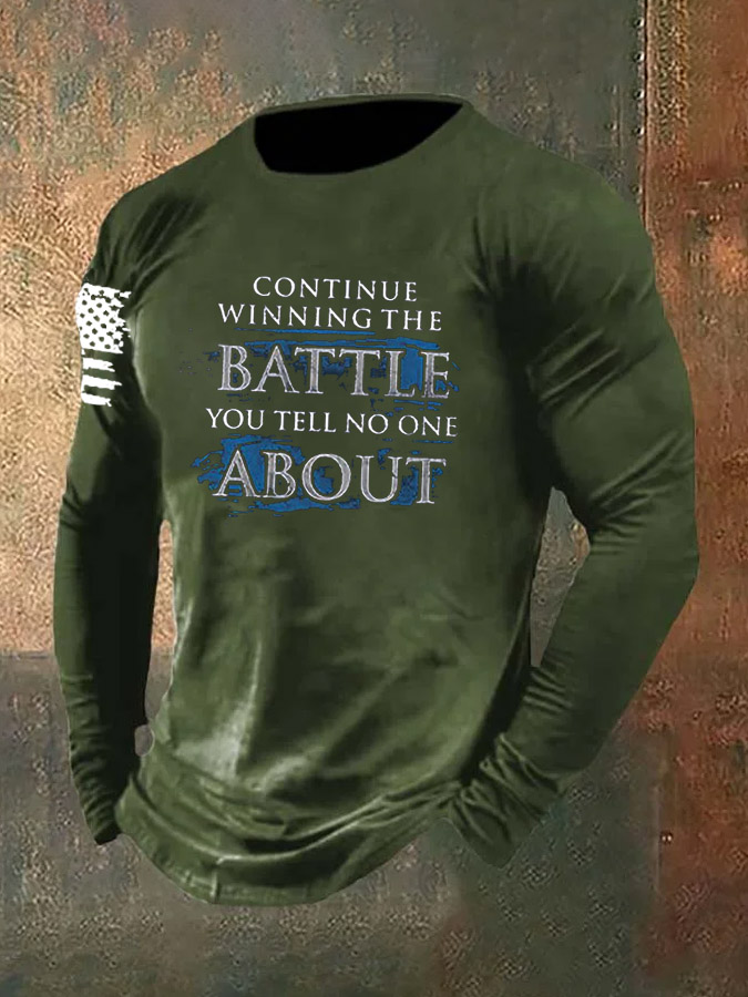Men's Veterans Day Battle About  Pattern Long Sleeve T-Shirt