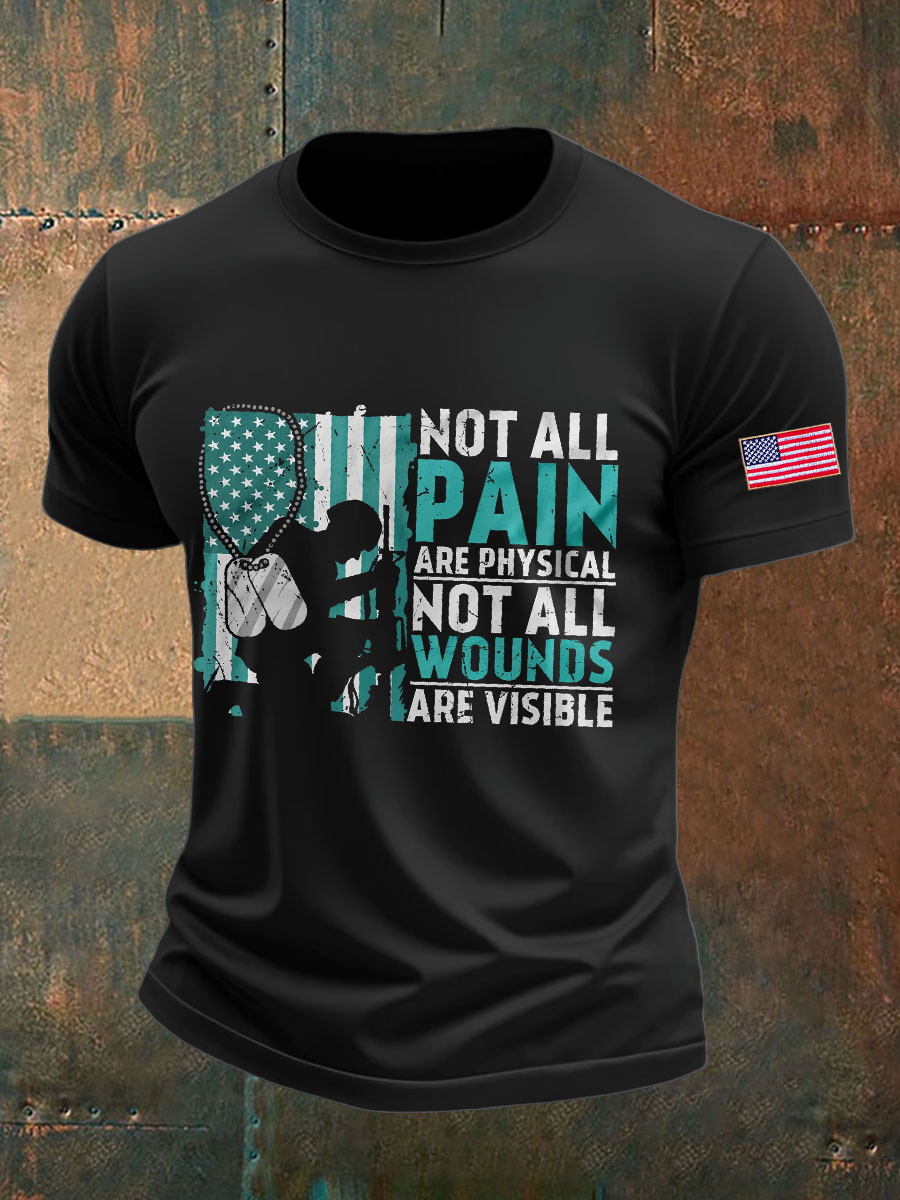 Men's PTSD Awareness Veteran Printed T-shirt