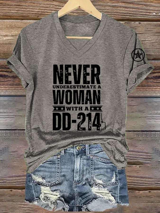 Women's Veterans Day DD-214 Printed Casual T-Shirt