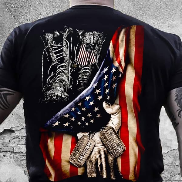 Us Veteran  Pattern 100% Cotton T-Shirt