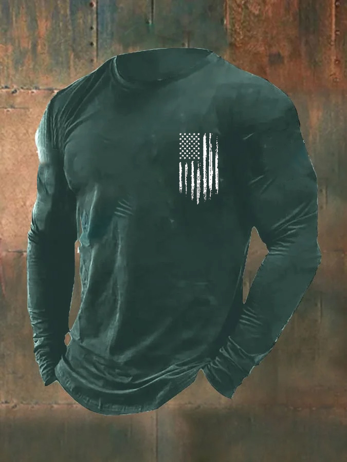 Men's Vintage Veterans Day Print Long Sleeve T-Shirt