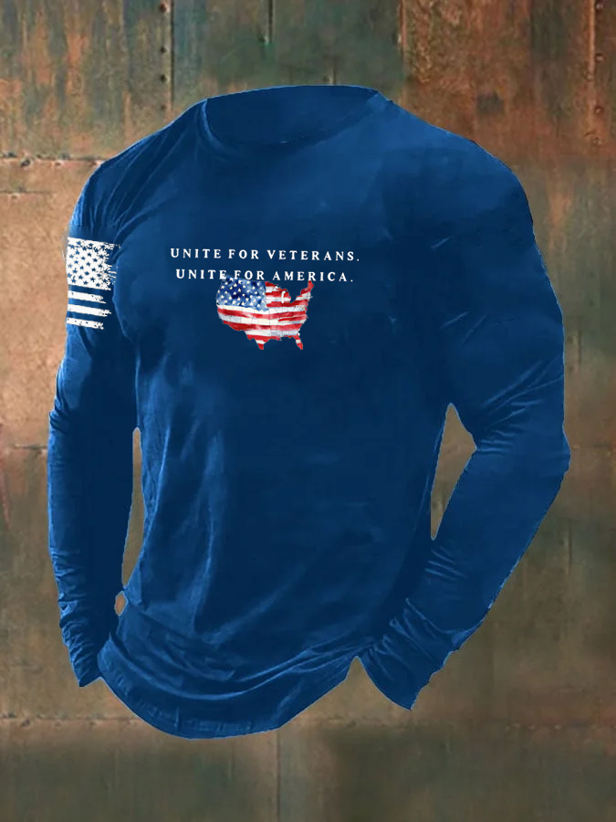 Men's Unite For Veterans Unite For America Pattern Long Sleeve T-Shirt