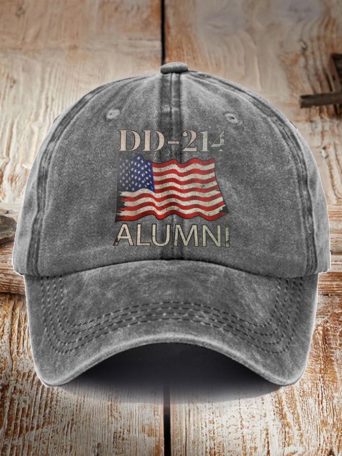 Unisex Distressed Washed Cotton Veteran Printed Hat