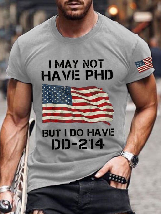 Men's Veteran Retro Print Casual T-Shirt