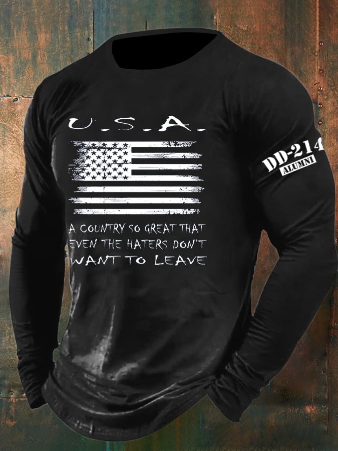 Men's Veteran Vintage Print Long Sleeve T-Shirt