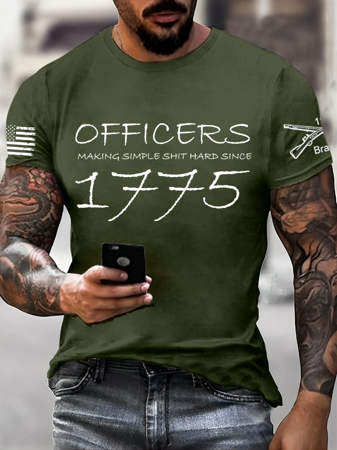 Men's Veteran Retro Print Casual T-Shirt
