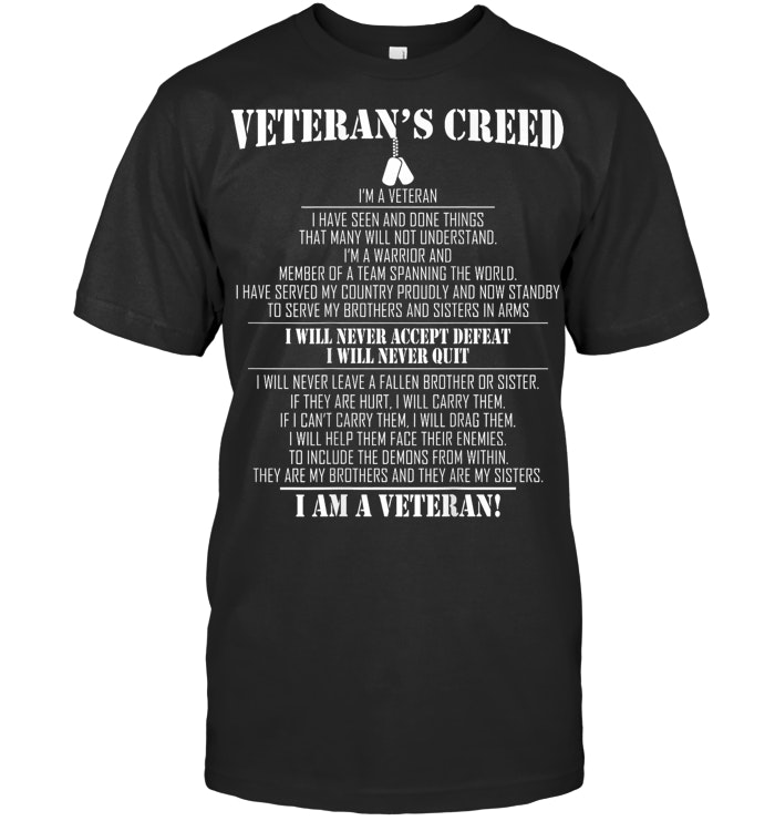 Veterans Creed  Pattern 100% Cotton T-Shirt