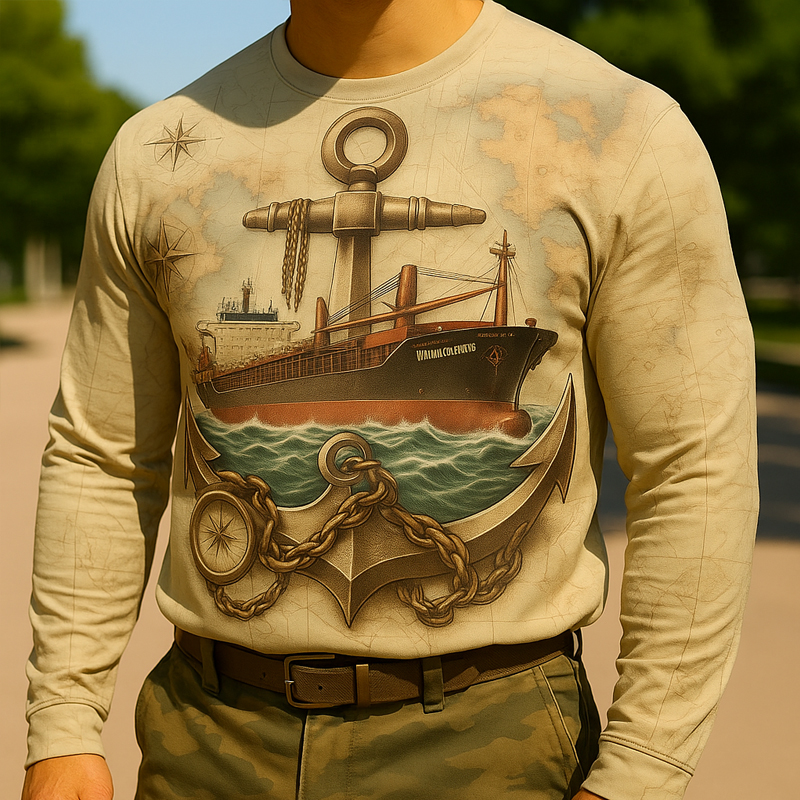 US Navy Veteran Print Long Sleeve T-shirt