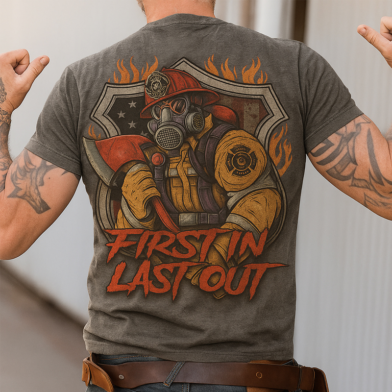 US Firefighter Graphic Print Casual T-Shirt