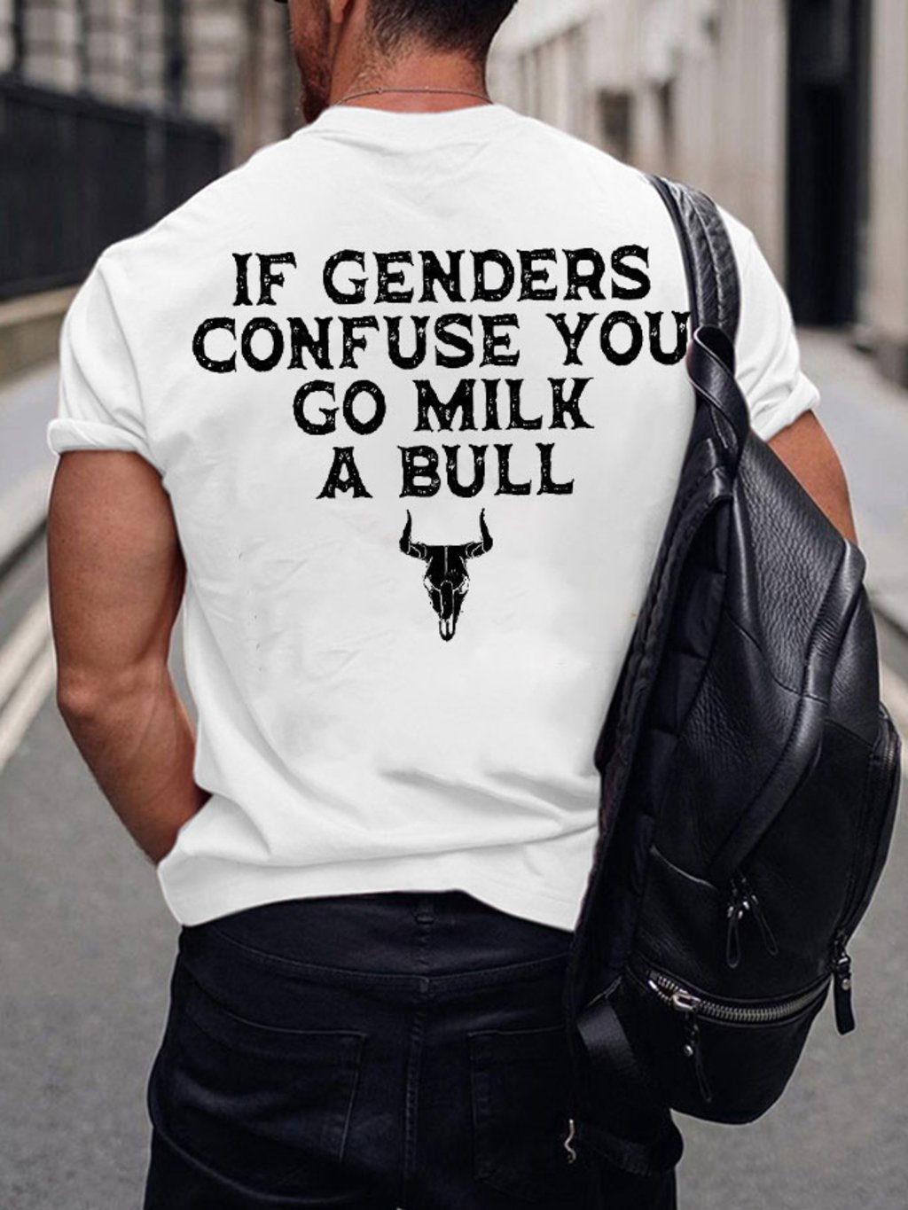 Men's  If Genders Confuse You, Go Milk a Bull Veterans Day Printed T-Shirt