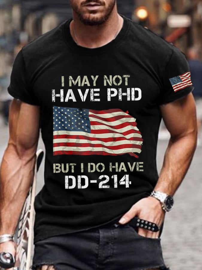 Men's Veteran Retro Print Casual T-Shirt