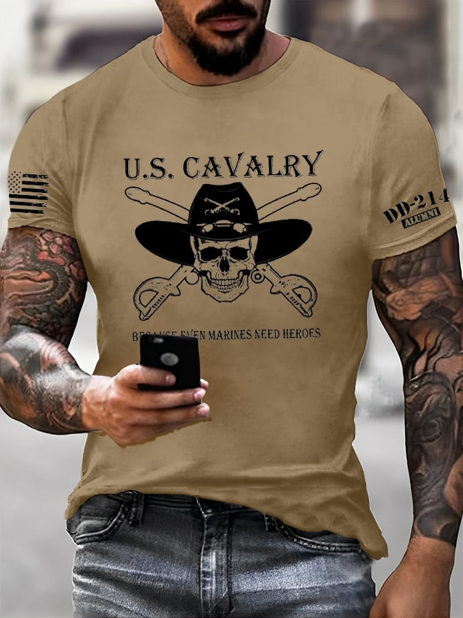 Men's Veteran Retro Print Casual T-Shirt