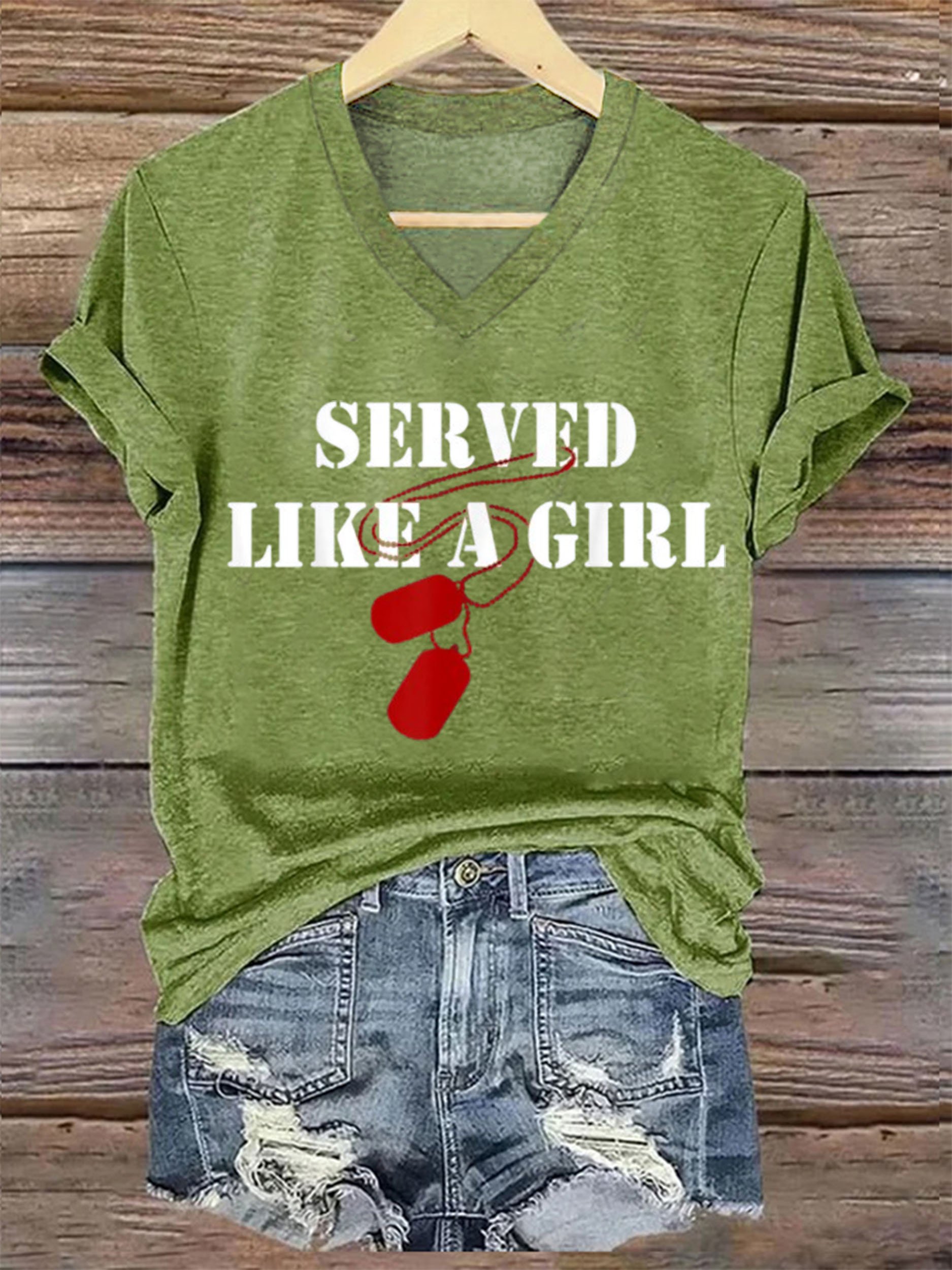Women's Served Like A Girl Printed Short-Sleeved T-Shirt
