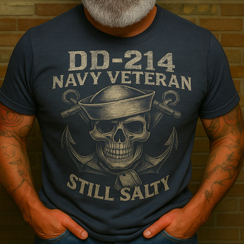 Navy Veteran DD-214 Print T-shirt