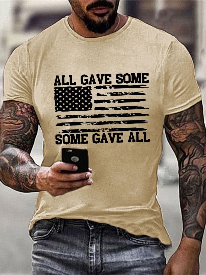Men's All Gave Some, Some Gave All Flag Print T-Shirt