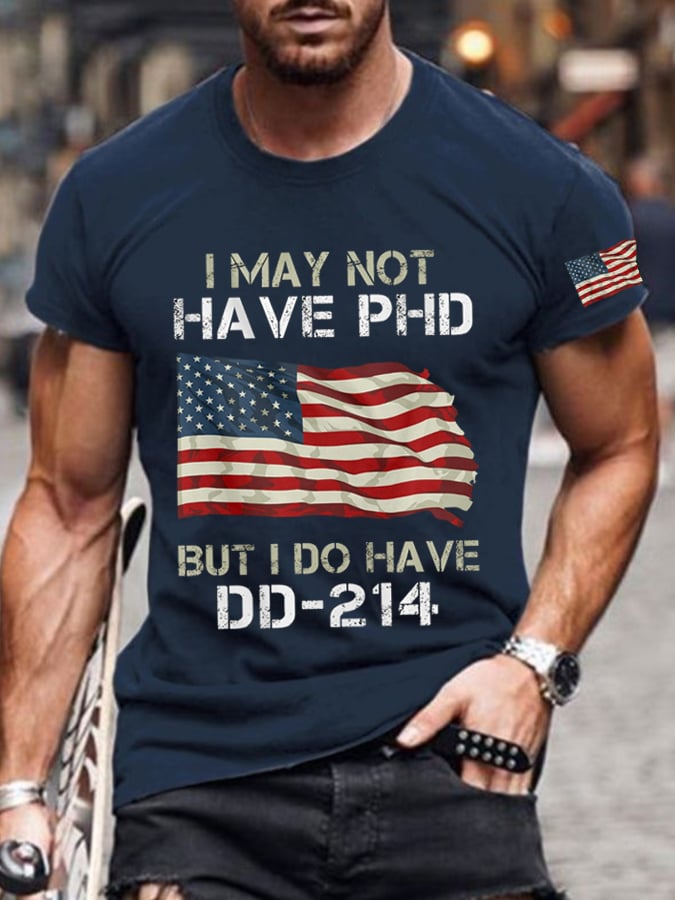 Men's Veteran Retro Print Casual T-Shirt