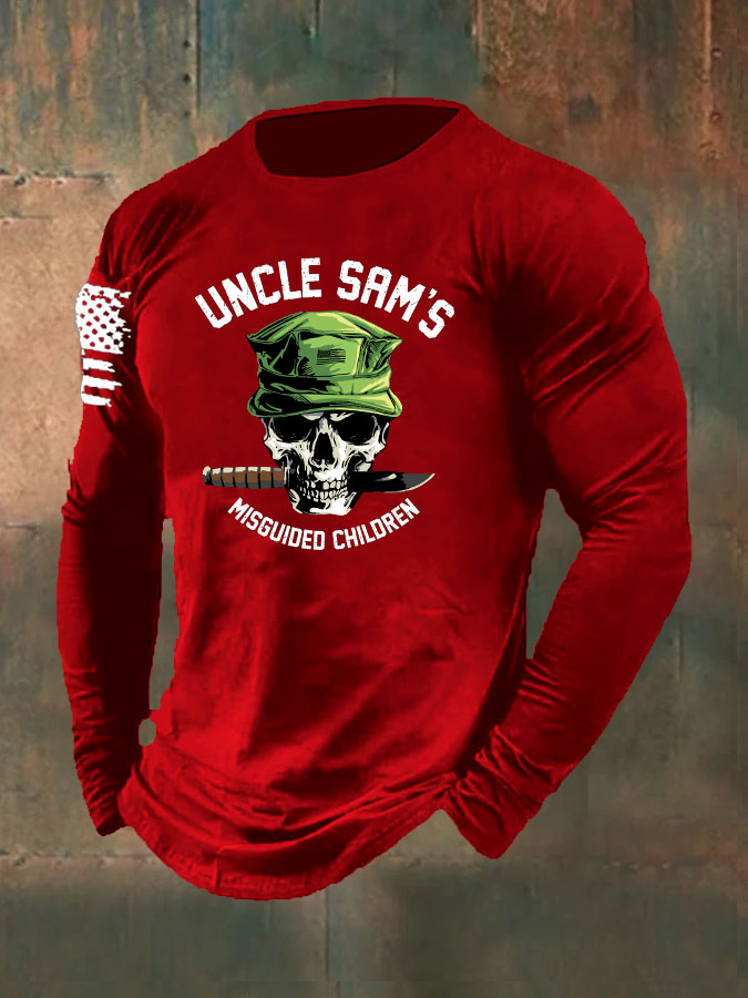 Men's Funny Skull Pattern Long Sleeve T-Shirt