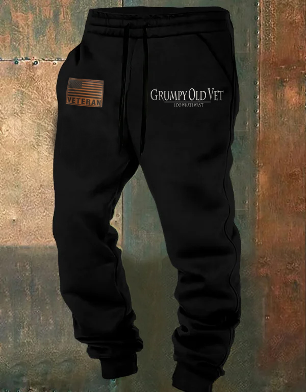 Men's Grumpy Veteran Print Casual  Casual Sweatpants