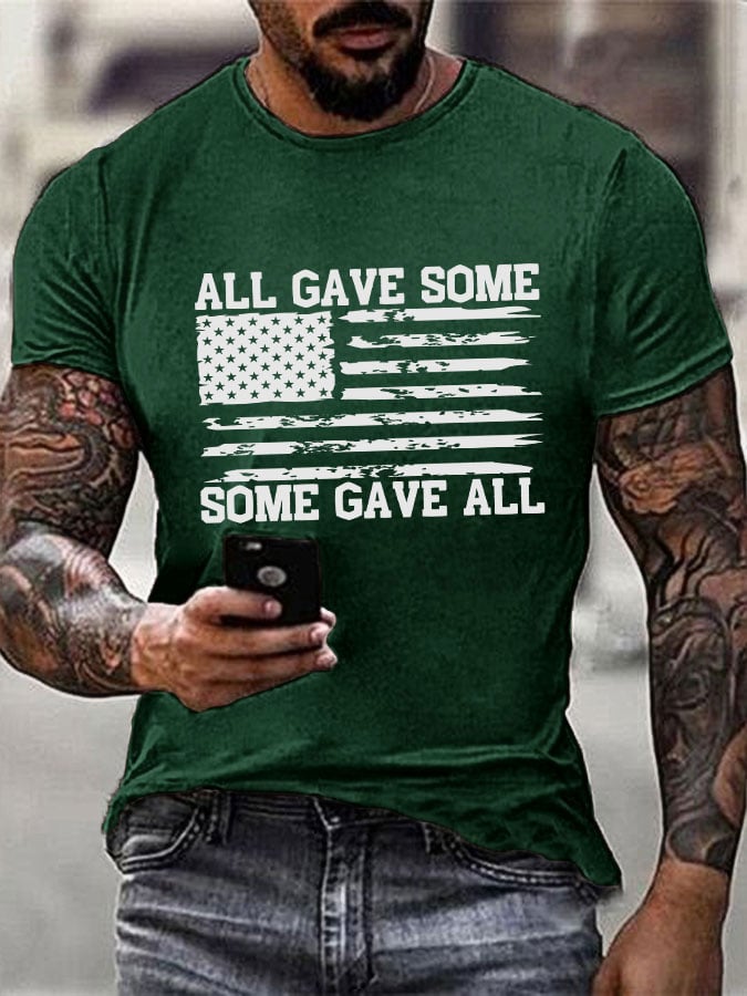Men's All Gave Some, Some Gave All Flag Print T-Shirt