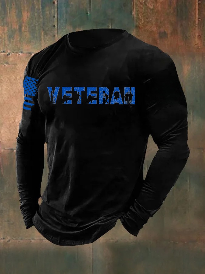 Men's Veterans Day Veteran Pattern Long Sleeve T-Shirt