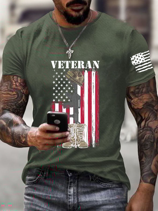 Men's Veteran Casual Round Neck T-Shirt