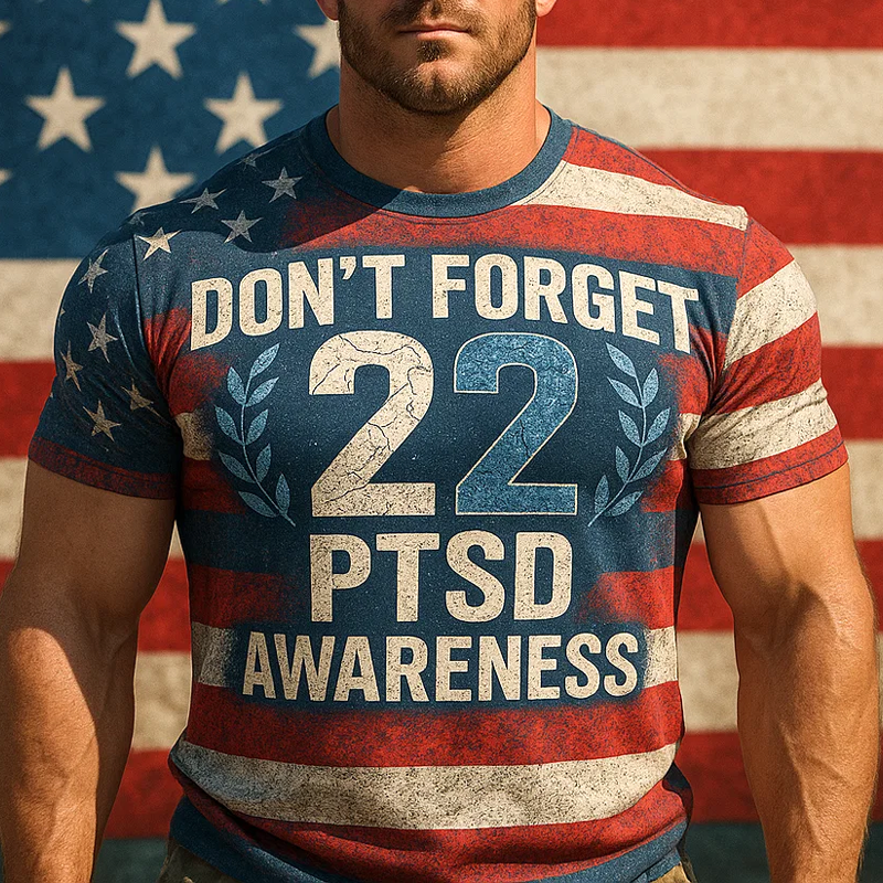 Don't Forget 22 PTSD Awareness Print T-Shirt