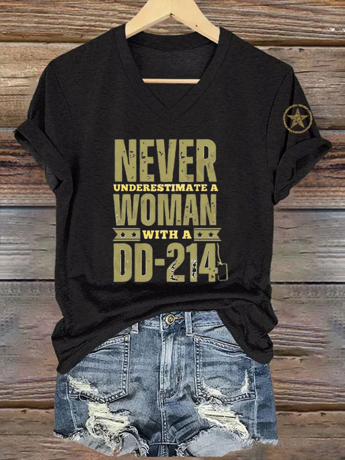 Women's Veterans Day DD-214 Printed Casual T-Shirt