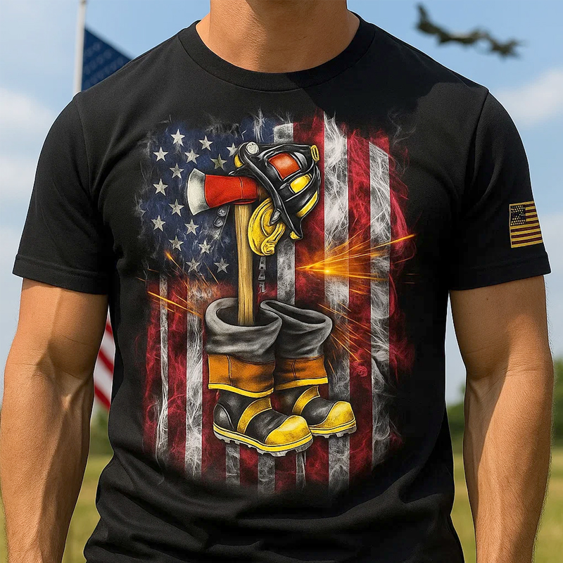 US Firefighter Printed Casual Short Sleeve T-Shirt