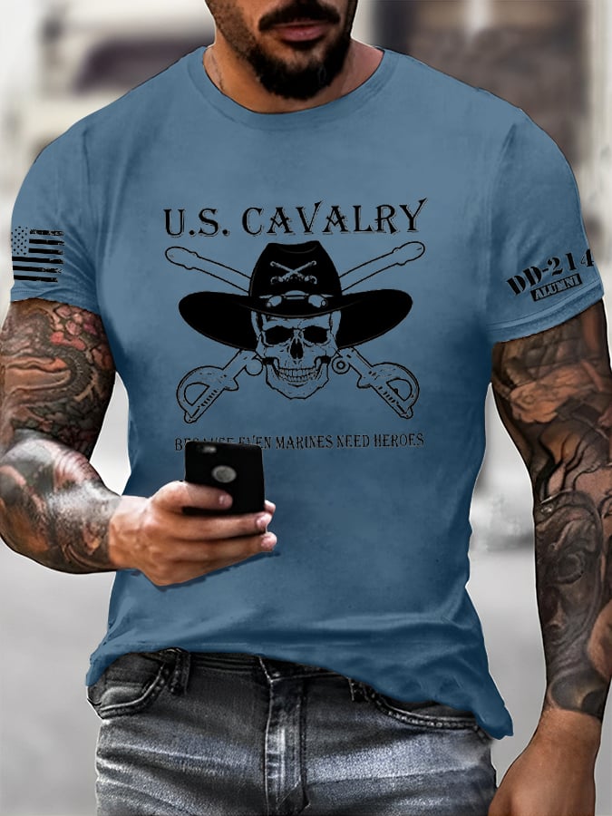 Men's Veteran Retro Print Casual T-Shirt