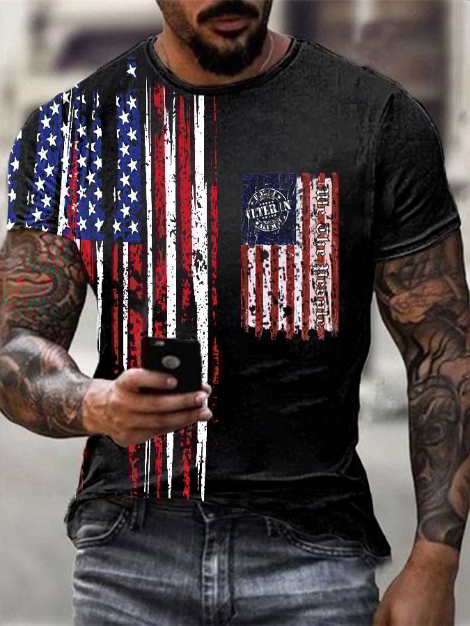 Men's DD214 Military Veteran We The People Printed T-Shirt