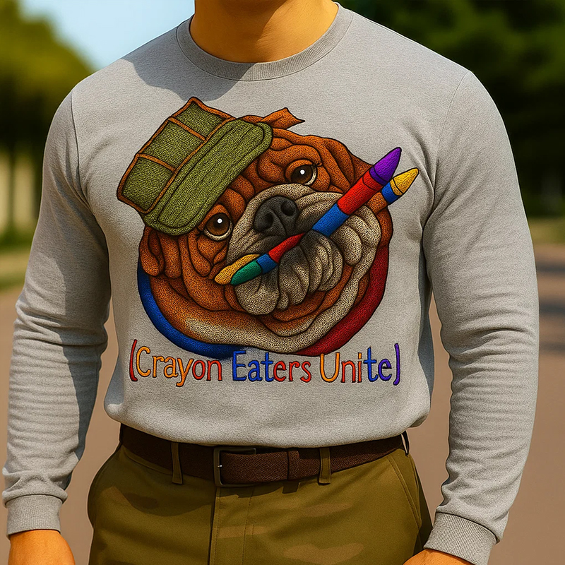 USMC Veteran Crayon Eater Print Long Sleeve T-shirt