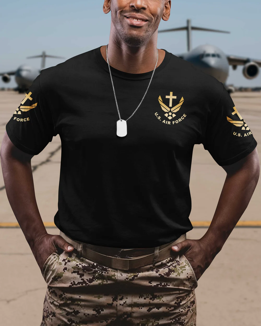 I Flew With The Air Force All Over Print T-Shirt Pattern Print 100% Cotton T-Shirt