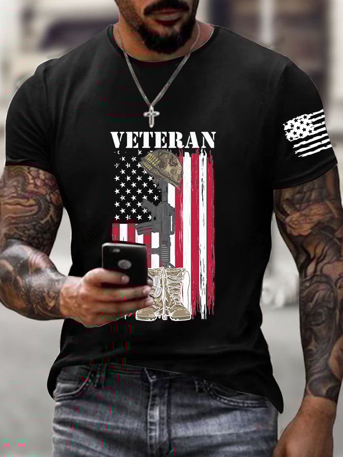 Men's Veteran Casual Round Neck T-Shirt
