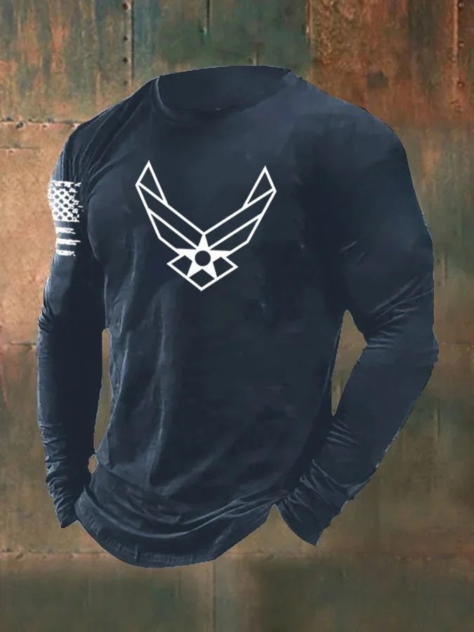 Men's  American Veterans's Day Air Force pattern Pattern Long Sleeve T-Shirt