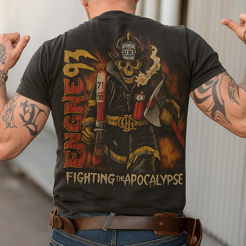 US Firefighter Graphic Print Casual T-Shirt