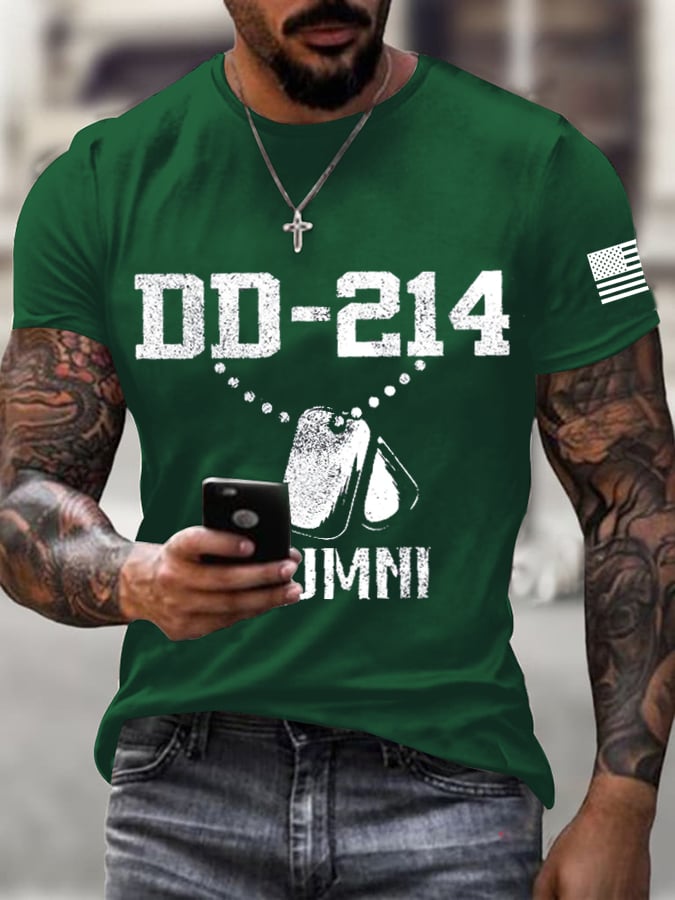 Men's Retro Dd-214 Veteran Print T-Shirt