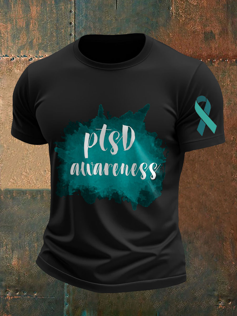 Men's PTSD Awareness Veteran Printed T-shirt