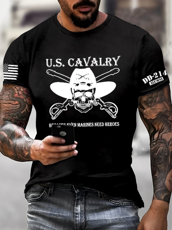 Men's Veteran Retro Print Casual T-Shirt