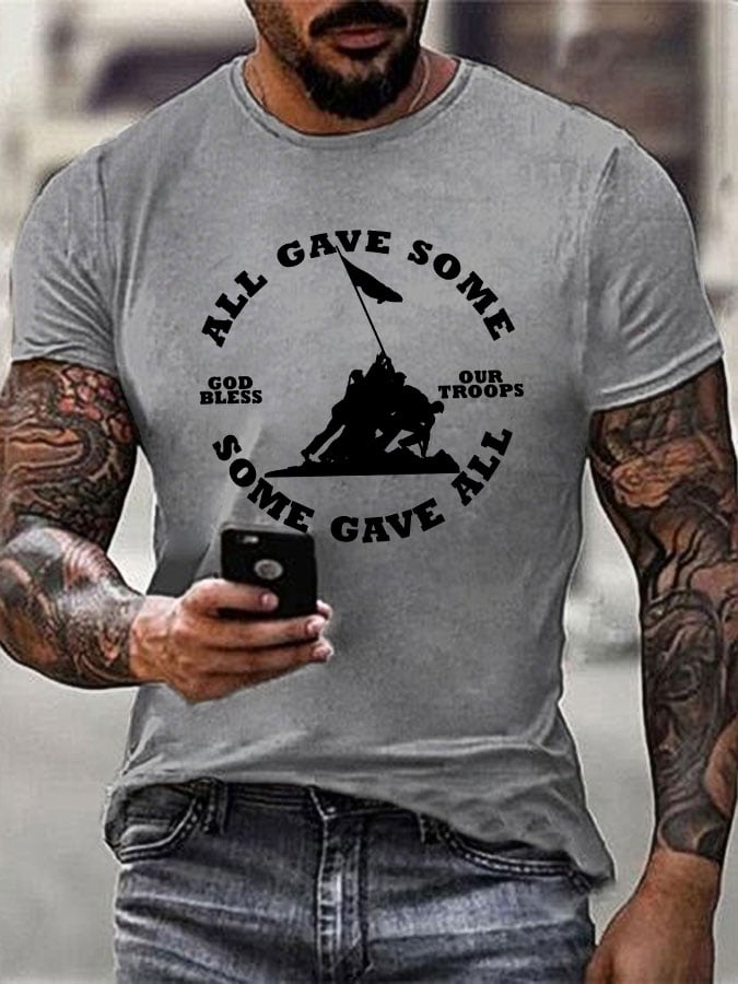 Men's All Gave Some, Some Gave All Flag Print T-Shirt