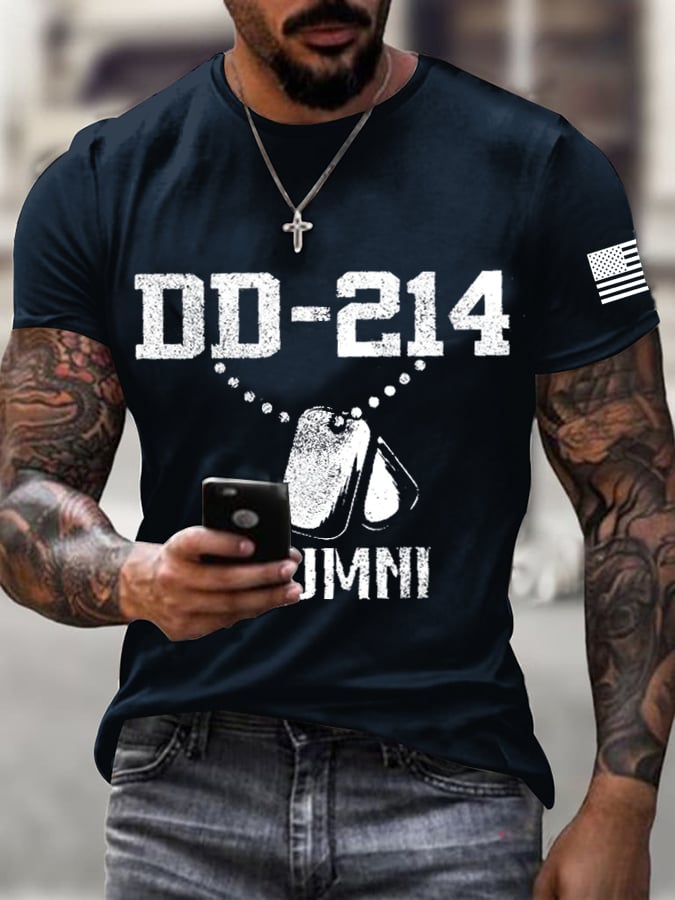 Men's Retro Dd-214 Veteran Print T-Shirt
