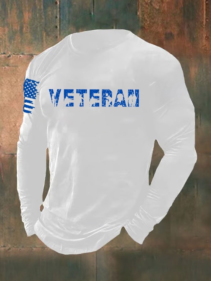 Men's Veterans Day Veteran Pattern Long Sleeve T-Shirt