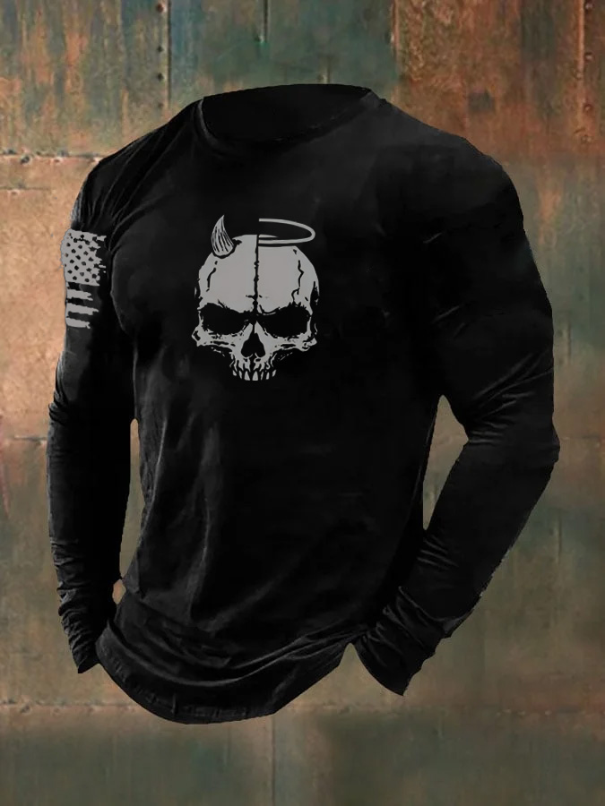 Men's Skull  Pattern Long Sleeve T-Shirt