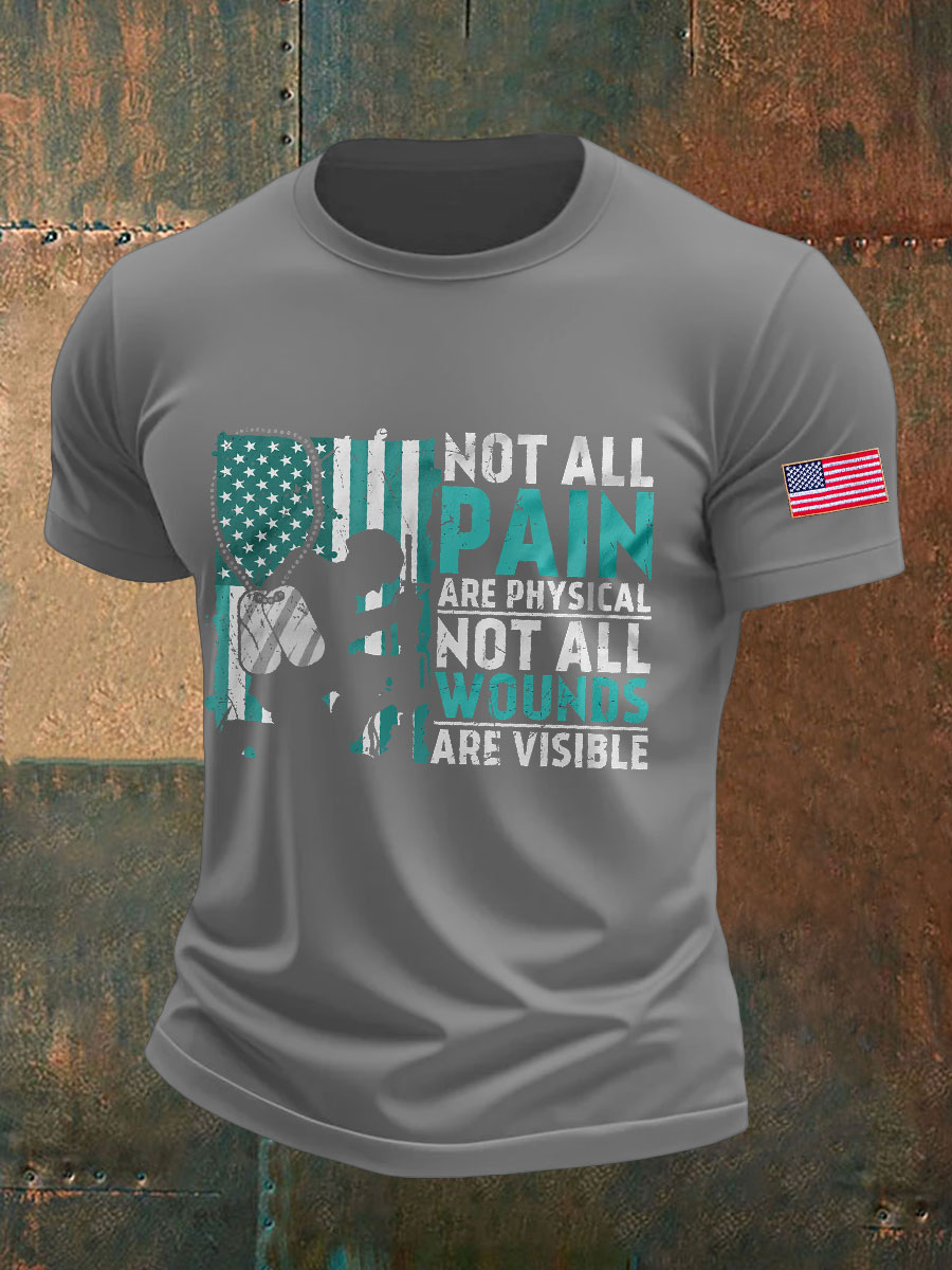 Men's PTSD Awareness Veteran Printed T-shirt