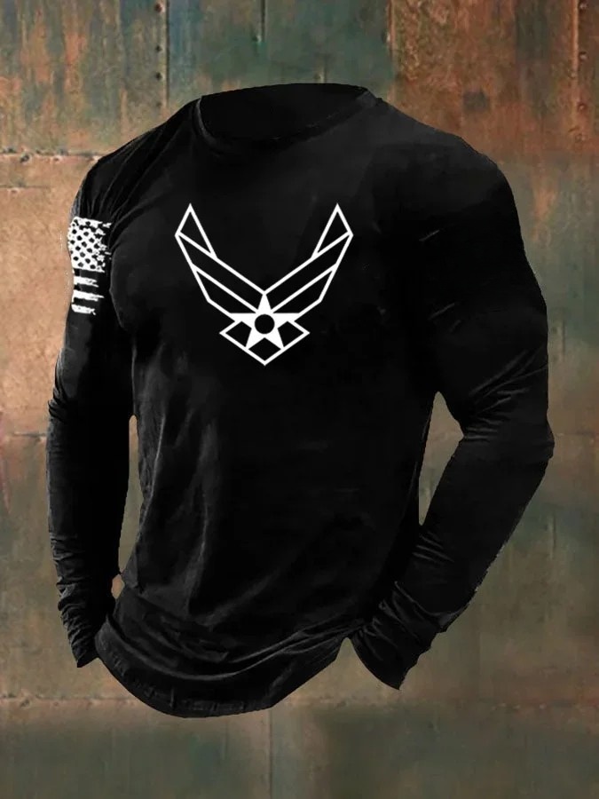 Men's American Veterans's Day Air Force pattern Pattern Long Sleeve T-Shirt